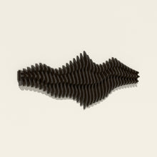 Liminal wall sculpture, birch hand-stained black, seen from the side