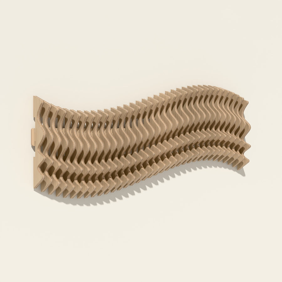 Meander in natural birch seen from the side, showing its depth