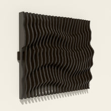 Nami wood wall sculpture in black stain, side angle