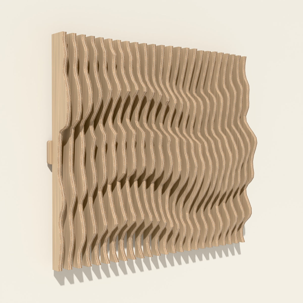 Nami in natural birch seen from the side, showing its depth