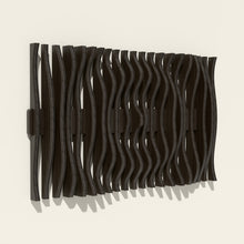 Resonance wood wall sculpture in black stain, side angle