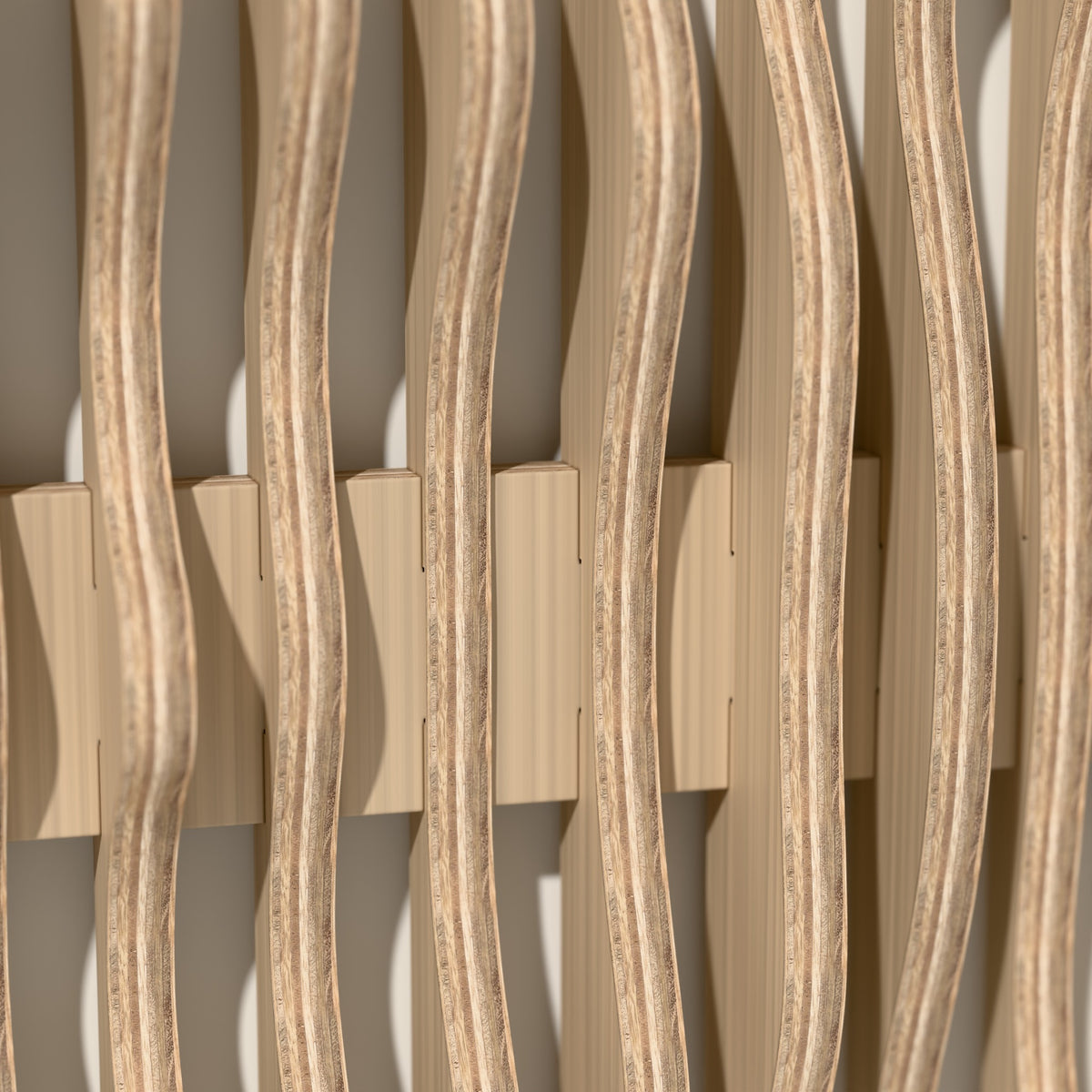 Detail of the Resonance ribs and layered birch edges