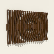 Resonance wood wall sculpture in walnut stain, side angle